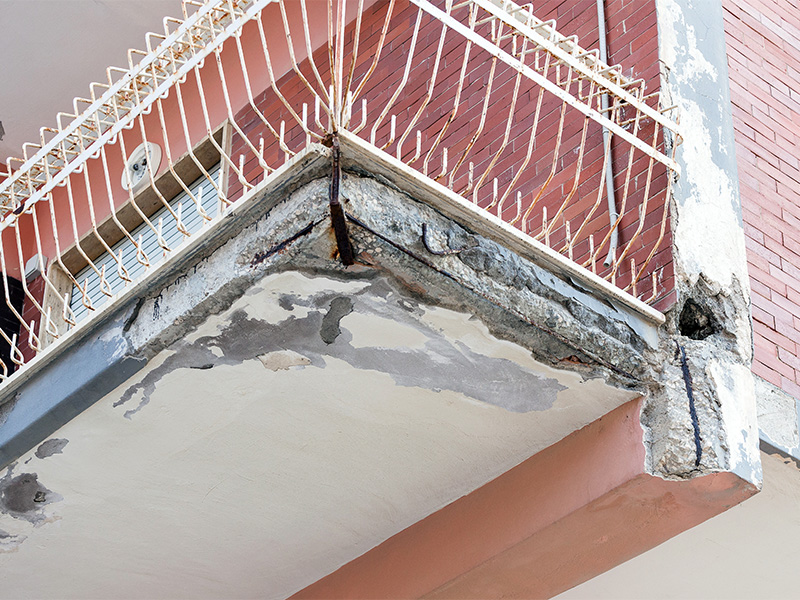 Balkon mit rissigem Beton und sichtbarem Sanierungsbedarf – typisches Motiv beim Balkon sanieren in Wetter.